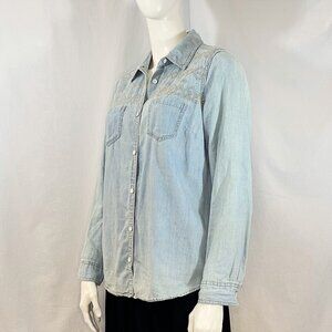 Denim Shirt With Crosshatch Stitching | Sonoma